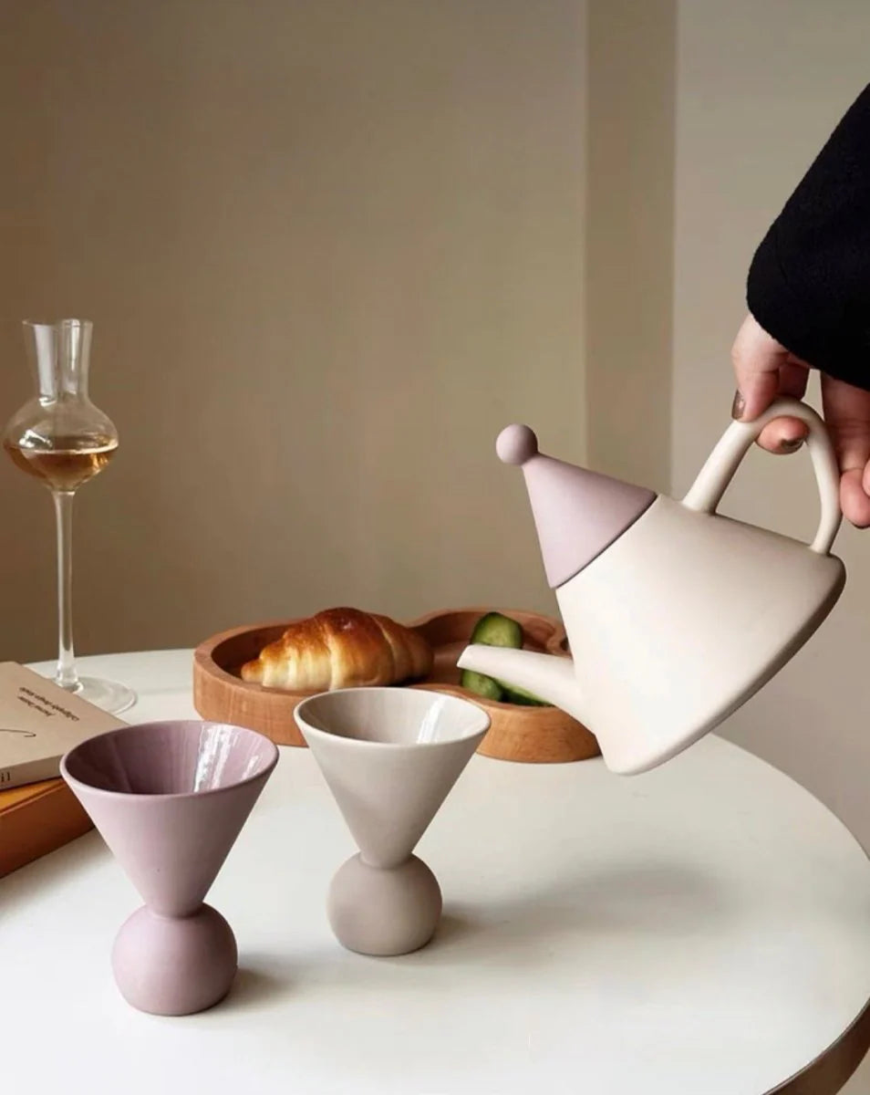 Morandi Ceramic Tea Set Gift Box - Handmade Nordic Teapot and Tea Cups Set (3 Pieces, $26.60 Each)