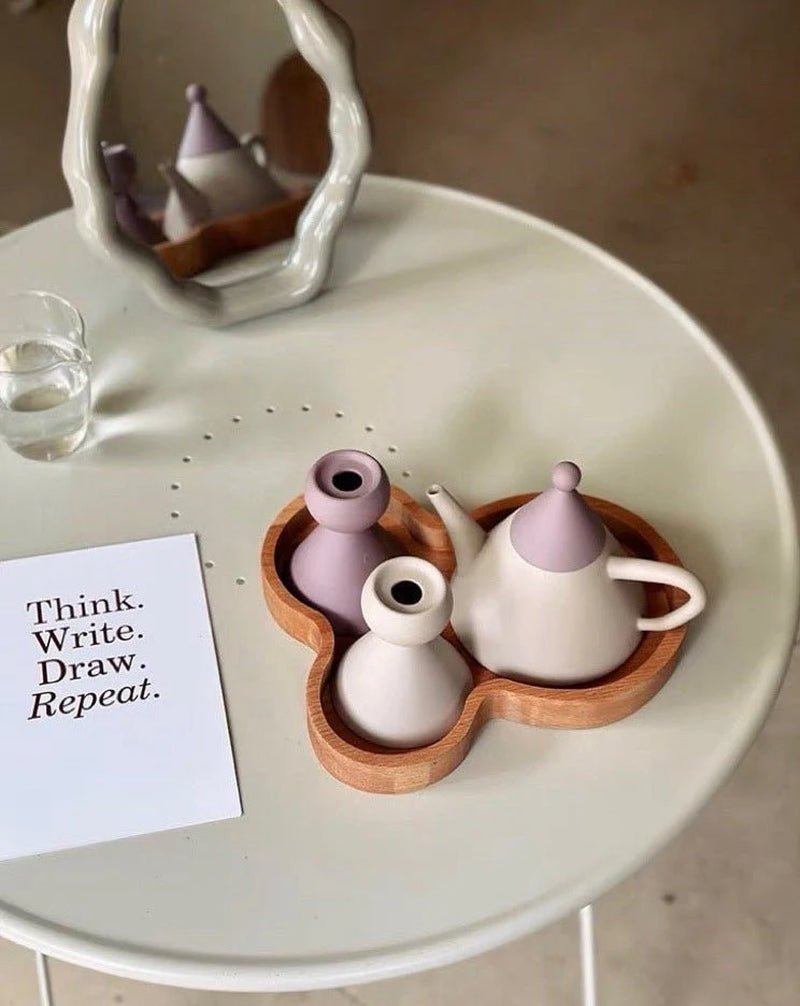 Morandi Ceramic Tea Set Gift Box - Handmade Nordic Teapot and Tea Cups Set (3 Pieces, $26.60 Each)