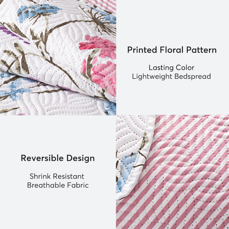 Kasentex Floral Quilt Set - Lightweight & Reversible - Cozy & Stylish Bedding - Machine Washable, Room Decor, Graduation Gifts