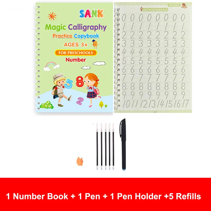 Sank Magic Practice Copybook for Kids - Reusable Calligraphy Writing Book (English Version)