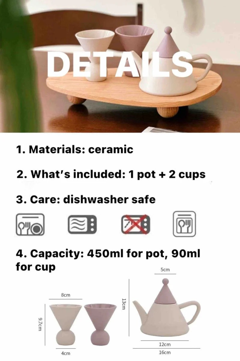 Morandi Ceramic Tea Set Gift Box - Handmade Nordic Teapot and Tea Cups Set (3 Pieces, $26.60 Each)